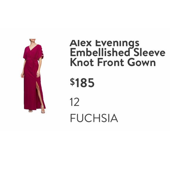 Alex Evening embellished sleeve knot front gown. - Picture 2 of 3